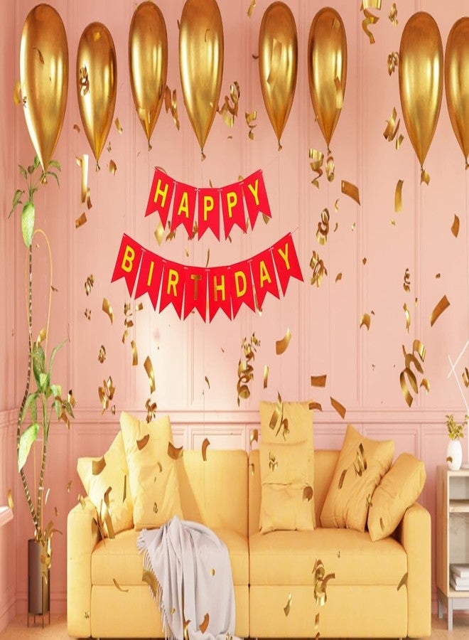 TIZOQ 1Pc Happy Birthday Cardstock Banner With Ribbion Birthday Decoration Items Red Happy Birthday Cardstock For Boys, Girls(Pack Of 1, Red) - Image 5